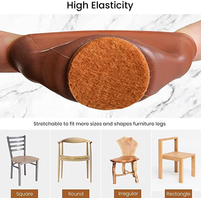 NOBILEA Silicone Chair Leg Protectors with Felt for Hardwood Floors, Silicone Furniture Leg Cover Pad for Protecting Floors from Scratches and Noise, Smooth Moving for Chair Feet.