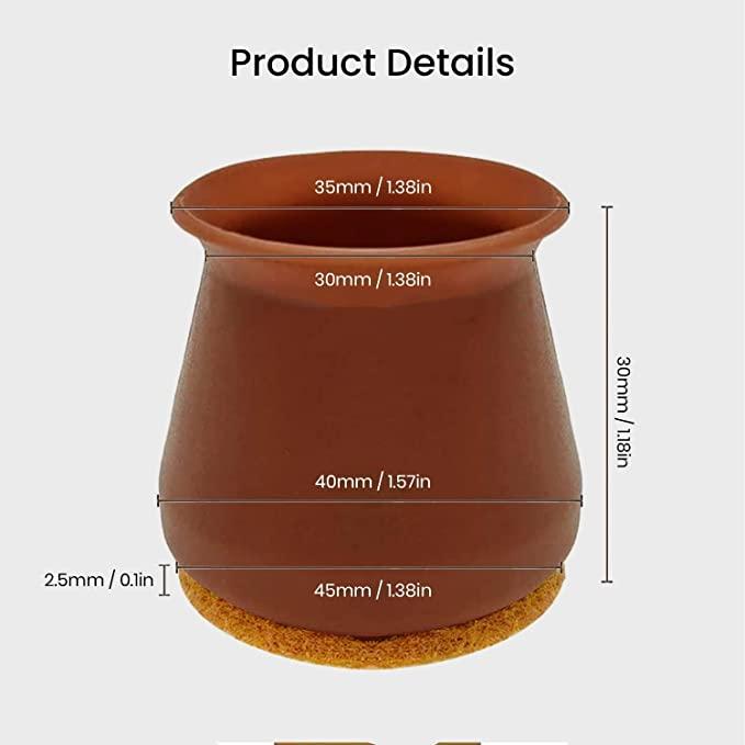 NOBILEA Silicone Chair Leg Protectors with Felt for Hardwood Floors, Silicone Furniture Leg Cover Pad for Protecting Floors from Scratches and Noise, Smooth Moving for Chair Feet.