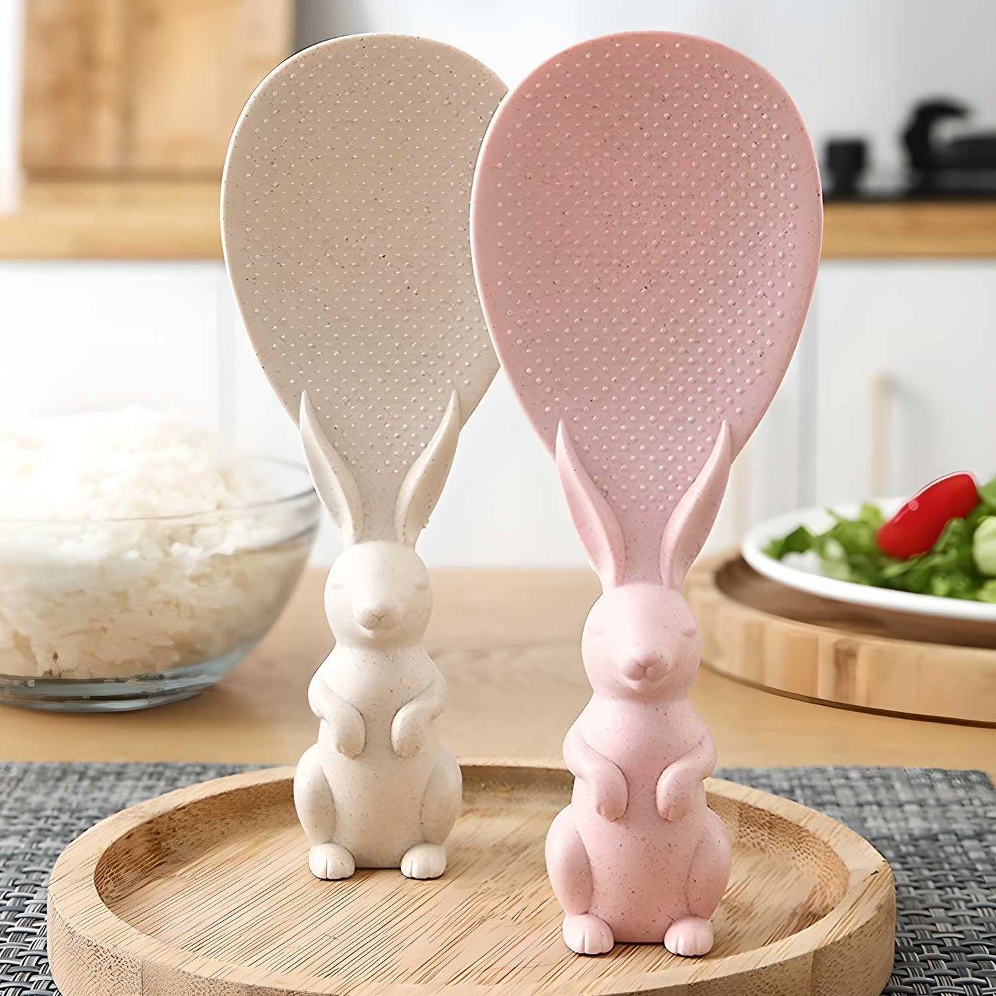 Rabbit Standing Non-Stick  Rice Spoon,Vertical Kitchen Serving Spoon