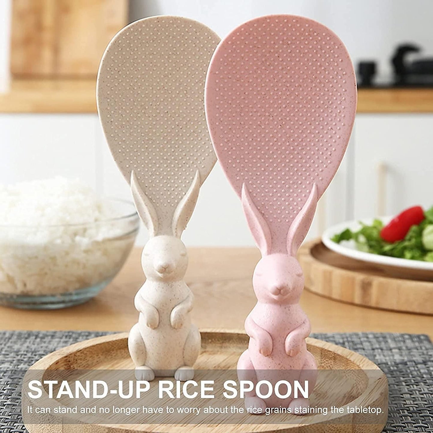 Rabbit Standing Non-Stick  Rice Spoon,Vertical Kitchen Serving Spoon