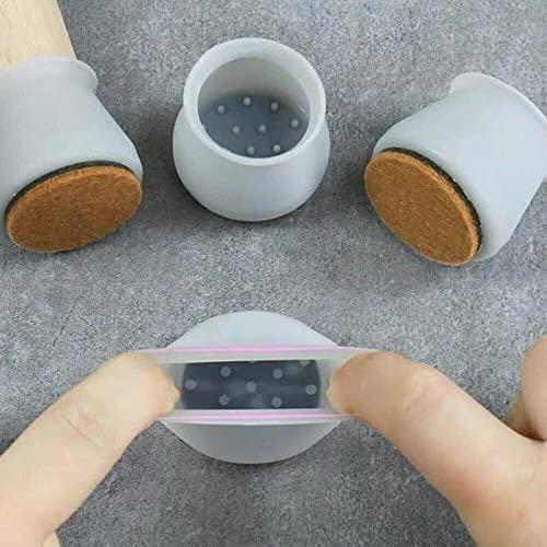 NOBILEA Silicone Chair Leg Protectors with Felt for Hardwood Floors, Silicone Furniture Leg Cover Pad for Protecting Floors from Scratches and Noise, Smooth Moving for Chair Feet.